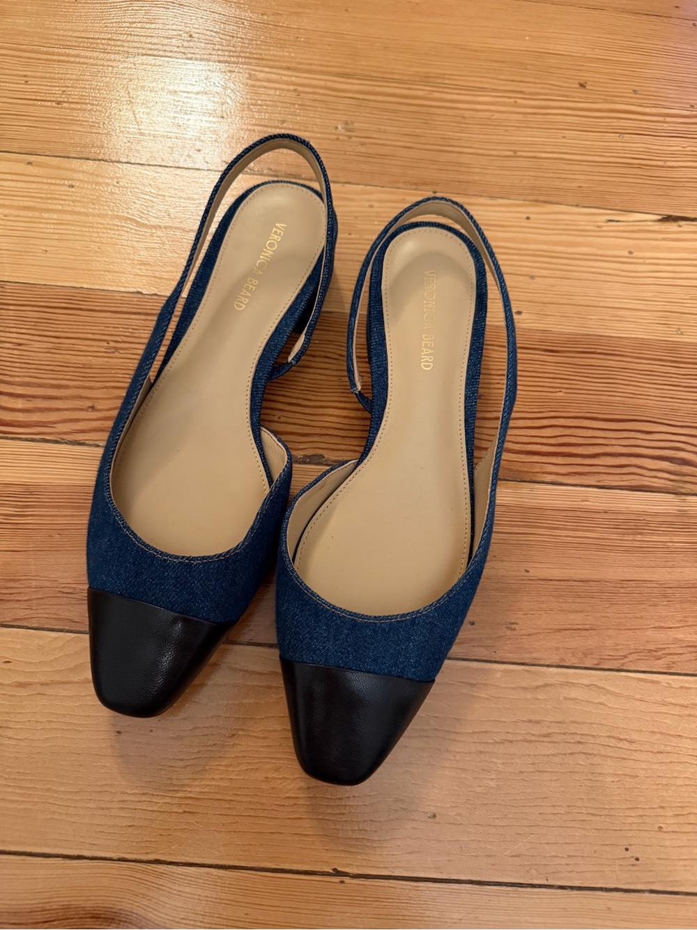 Veronica Beard Cecile Dark Denim Cap-Toe Slingback size 6 Heel